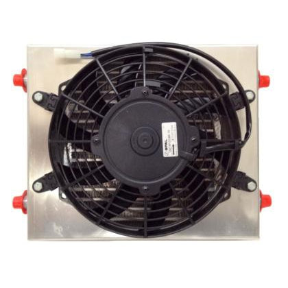 CSF Dual Fluid Bar & Plate HD Oil Cooler w/9in SPAL Fan (1/3 & 2/3 Partition) - 13.8in L x 10in H