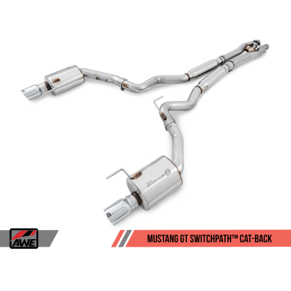 AWE Tuning S550 Mustang GT Cat-back Exhaust - SwitchPath (Chrome Silver Tips)