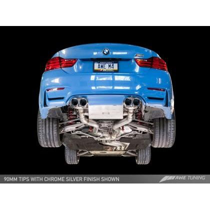 AWE Tuning BMW F8X M3/M4 Resonated SwitchPath Exhaust - Chrome Silver Tips (102mm)