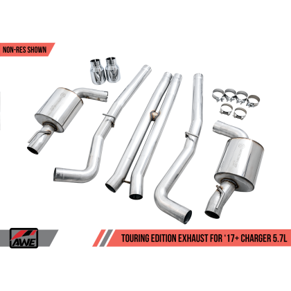 AWE Tuning 2017+ Dodge Charger 5.7L Touring Edition Exhaust - Non-Resonated - Diamond Black Tips