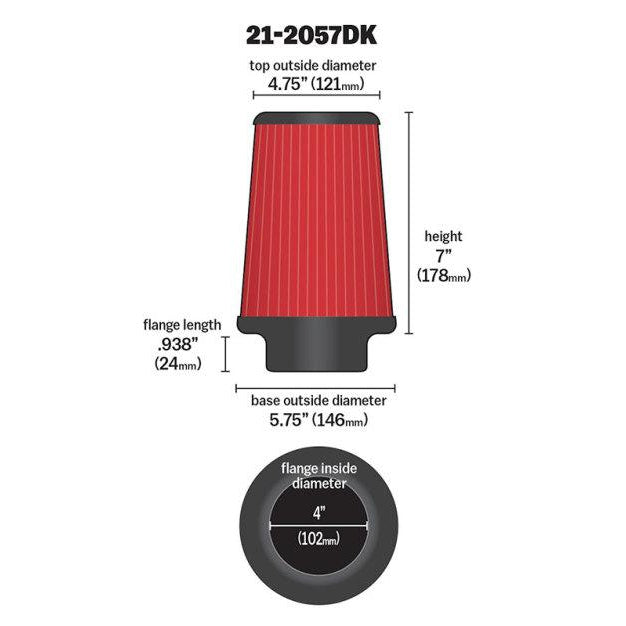 AEM DryFlow Air Filter Kit 4in x 7in Dryflow