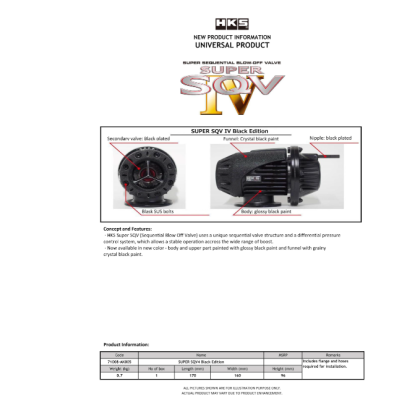 HKS SQV IV Black Edition Universal Assy