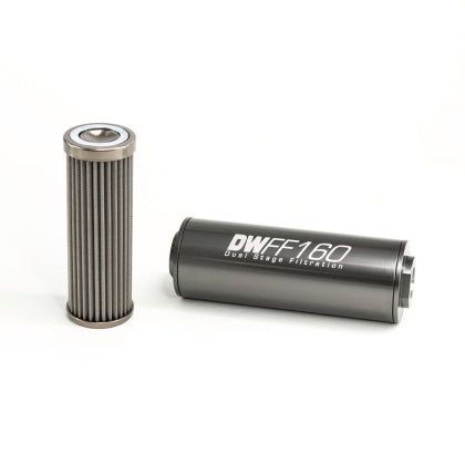 DeatschWerks Stainless Steel 10AN 100 Micron Universal Inline Fuel Filter Housing Kit (110mm)