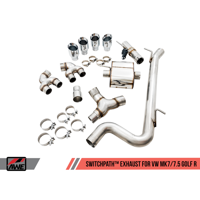 AWE Tuning Volkswagen Golf R MK7 SwitchPath Exhaust w/Diamond Black Tips 102mm