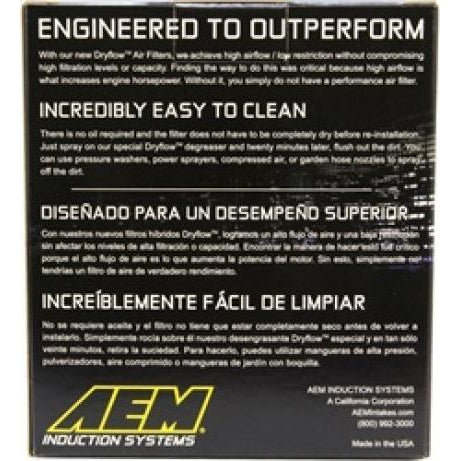 AEM 2.75in Flange 6in x 4.5in Base 6in x 3.8125in Top 5in Height DryFlow Air Filter