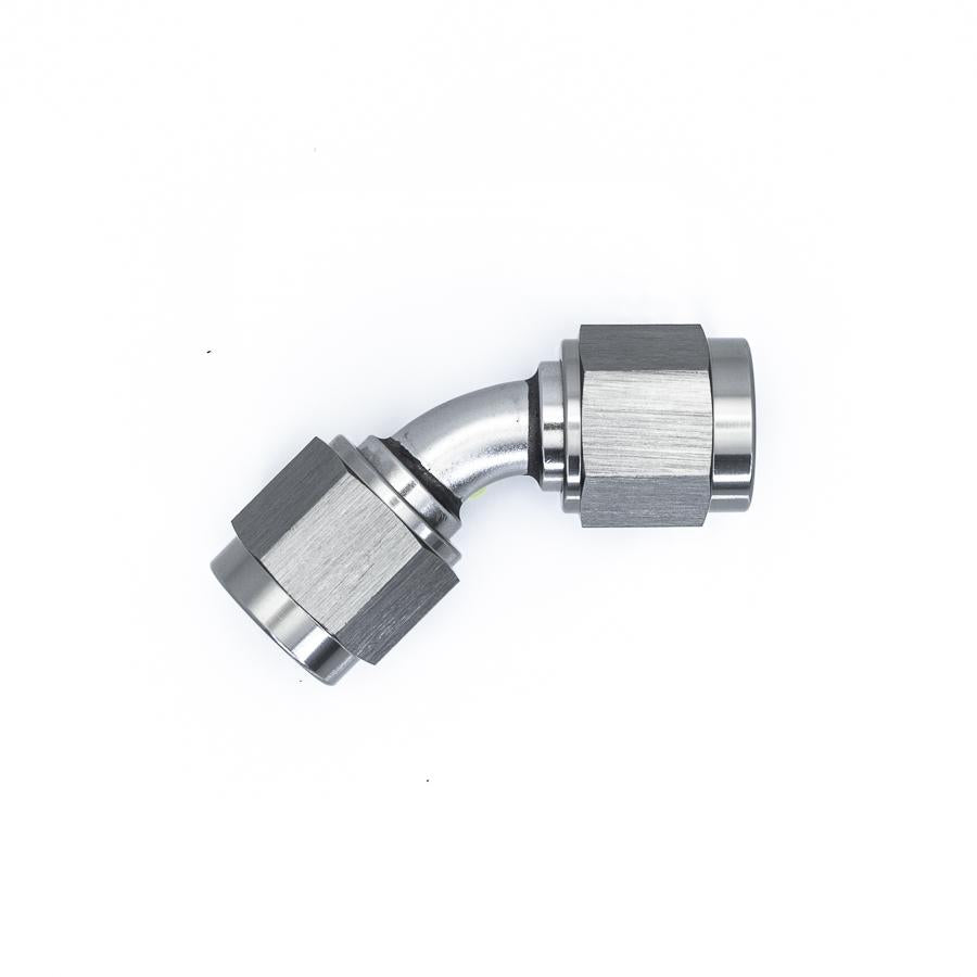DeatschWerks 6AN Flare Female Swivel 45-degree to 6AN Flare Female Swivel 45-degree, anodized DW titanium