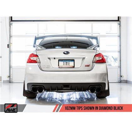 AWE Tuning Subaru WRX/STI VA/GV Sedan Track Edition Exhaust - Diamond Black Tips (102mm)