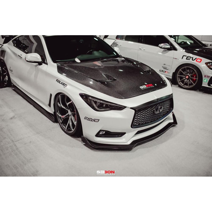 Seibon TB-Style Carbon Fiber Front Lip For 2017-2020 Infiniti Q60