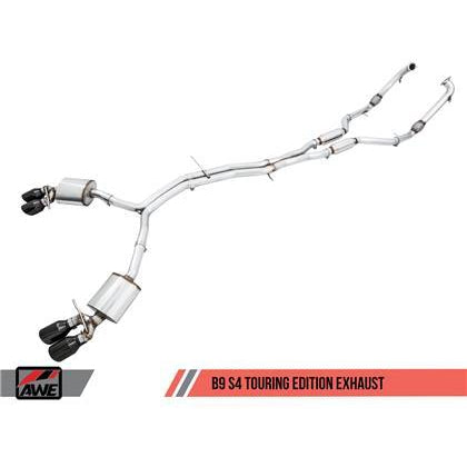 AWE Tuning Audi B9 S4 Touring Edition Exhaust - Non-Resonated (Silver 102mm Tips)