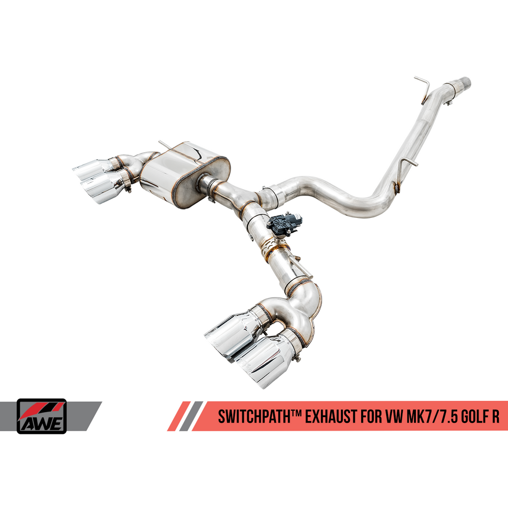 AWE Tuning Mk7 Golf R SwitchPath Exhaust w/Chrome Silver Tips 102mm