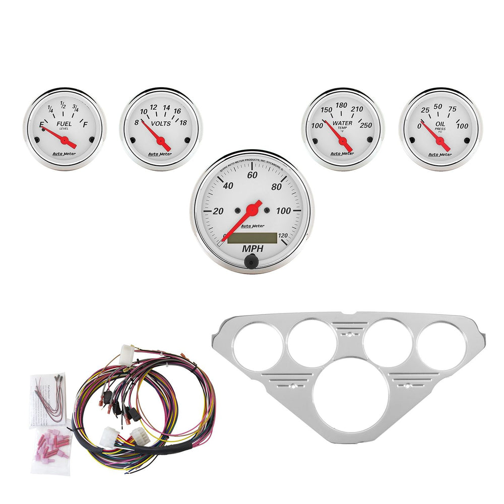 AutoMeter 5 Gauge Direct-Fit Dash Kit, Chevy Truck 55-59, Arctic White