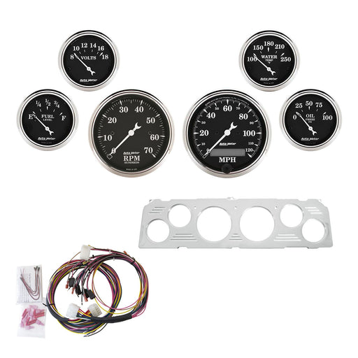 AutoMeter 6 Gauge Direct-Fit Dash Kit, Chevy Truck 64-66, Old Tyme Black