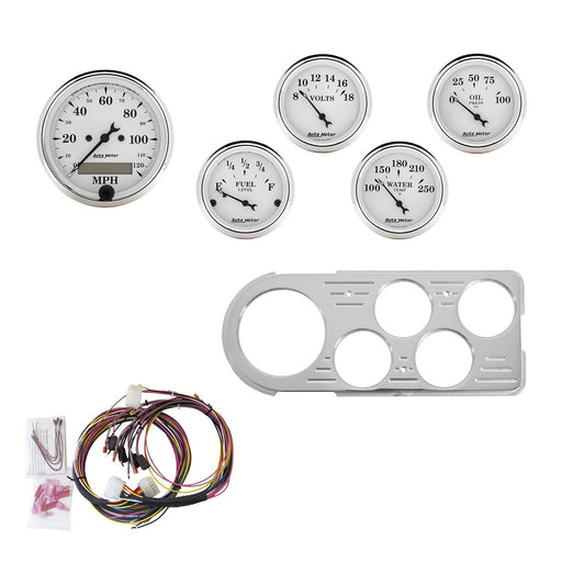 AutoMeter 5 Gauge Direct-Fit Dash Kit, Ford Truck 48-50, Old Tyme White