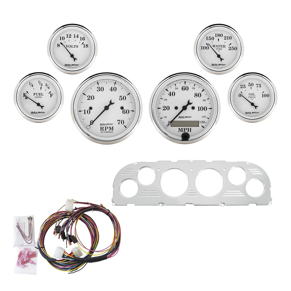 AutoMeter 6 Gauge Direct-Fit Dash Kit, Chevy Truck 60-63, Old Tyme White