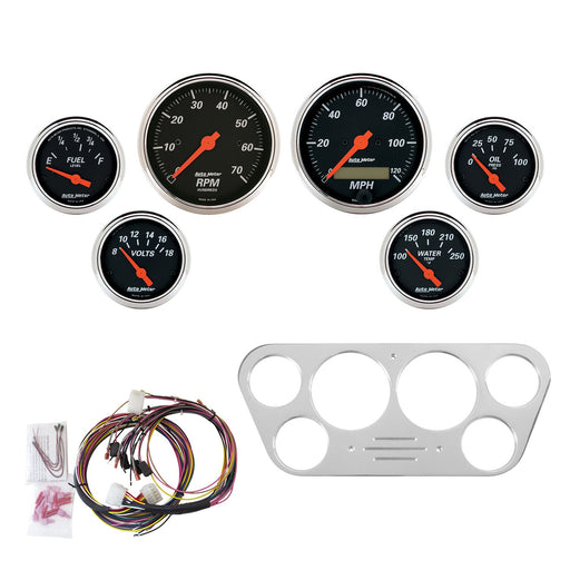 AutoMeter 6 Gauge Direct-Fit Dash Kit, Ford Truck 53-55, Designer Black