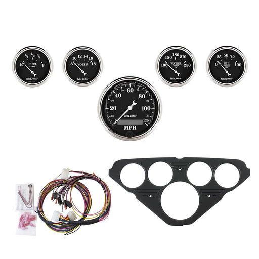 AutoMeter 5 Gauge Direct-Fit Dash Kit, Chevy Truck 55-59, Old Tyme Black
