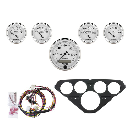 AutoMeter 5 Gauge Direct-Fit Dash Kit, Chevy Truck 55-59, Old Tyme White