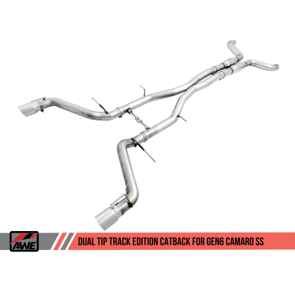 AWE Tuning 16-18 Chevy Camaro SS Resonated Cat-Back Exhaust - Track Edition (Chrome Silver Tips)