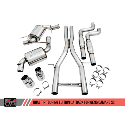 AWE Tuning 16-18 Chevy Camaro SS Resonated Cat-Back Exhaust - Touring Edition (Chrome Silver Tips)