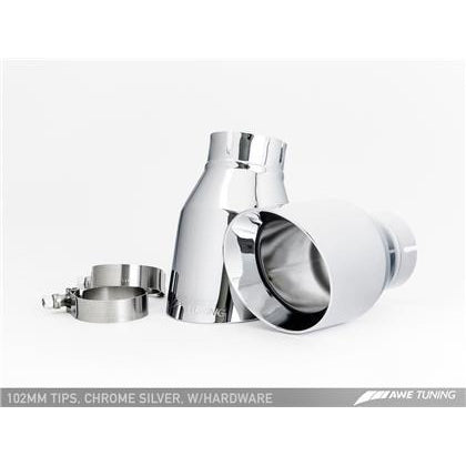 AWE Tuning BMW F8X M3/M4 Resonated SwitchPath Exhaust - Chrome Silver Tips (102mm)