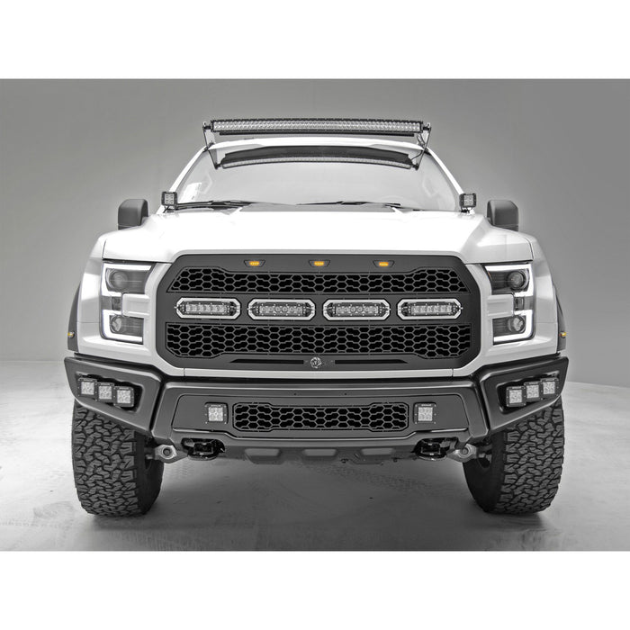 aFe Power Scorpion Complete Replacement Tread Design Grille Flat Black w/ LED Lights Ford F-150 Raptor 17-20