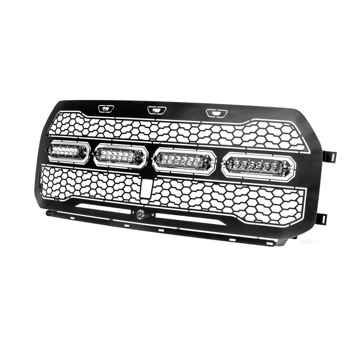 aFe Power Scorpion Complete Replacement Tread Design Grille Flat Black w/ LED Lights Ford F-150 Raptor 17-20