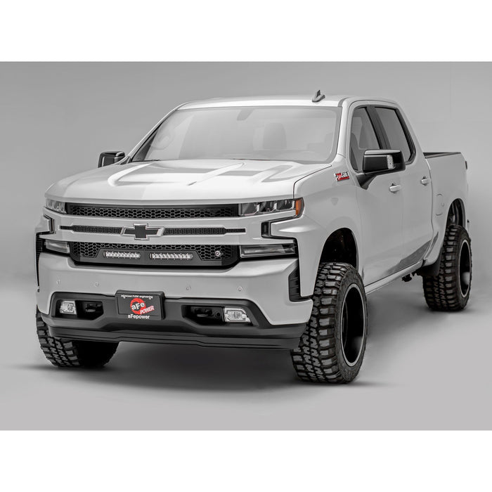 aFe Power Scorpion Complete Replacement Tread Design Grille Flat Black w/ LED Lights Chevrolet Silverado 1500 19-20