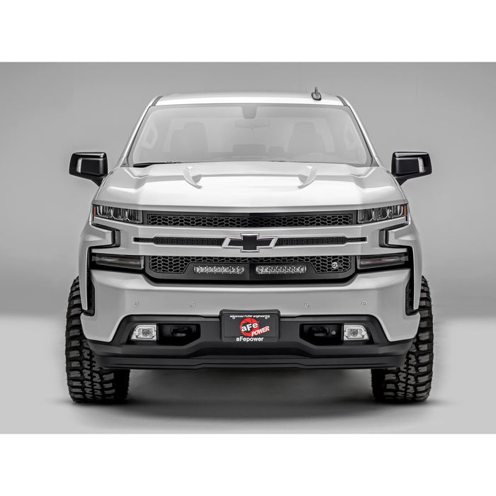 aFe Power Scorpion Complete Replacement Tread Design Grille Flat Black w/ LED Lights Chevrolet Silverado 1500 19-20