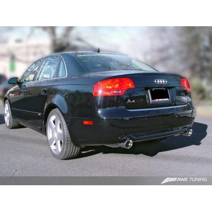 AWE Tuning Audi B7 A4 3.2L Track Edition Dual Tip Exhaust - Polished Silver Tips
