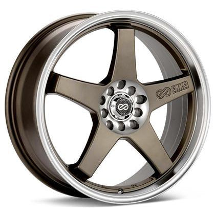 Enkei EV5 17x7 4x100/114.3 38mm Offset 72.6 Bore Diameter Matte Bronze w/ Machined Lip Wheel