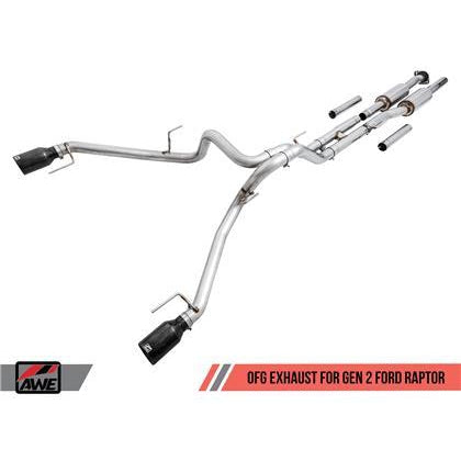 AWE Tuning 2017+ Ford Raptor 0 FG Performance Exhaust System - w/ Diamond Black Tips