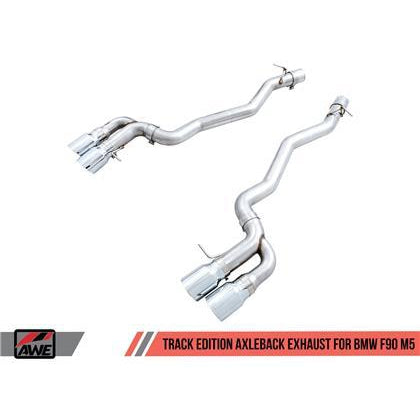 AWE Tuning 18-19 BMW M5 (F90) 4.4T AWD Axle-back Exhaust - Track Edition (Chrome Silver Tips)