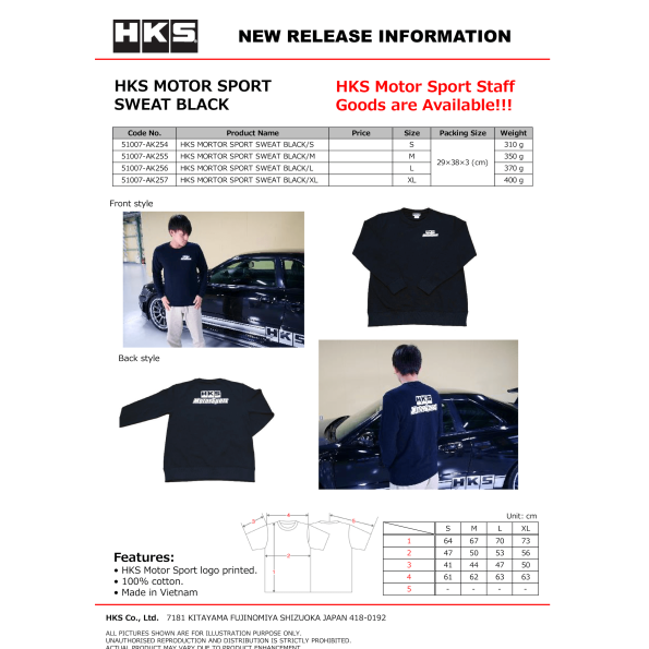 HKS Motorsport Sweatshirt Black M