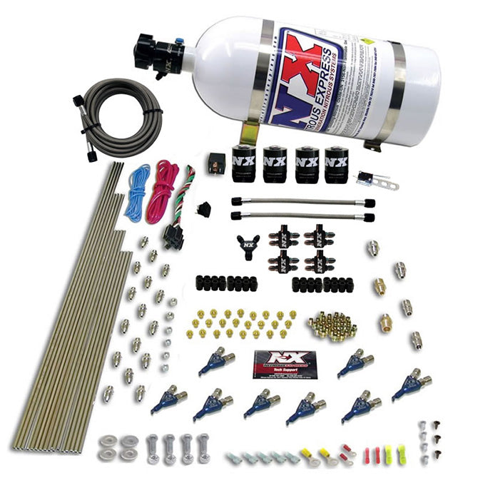 Nitrous Express 8 Cyl Piranha Direct Port 4 Solenoids Nitrous Kit (200-600HP)