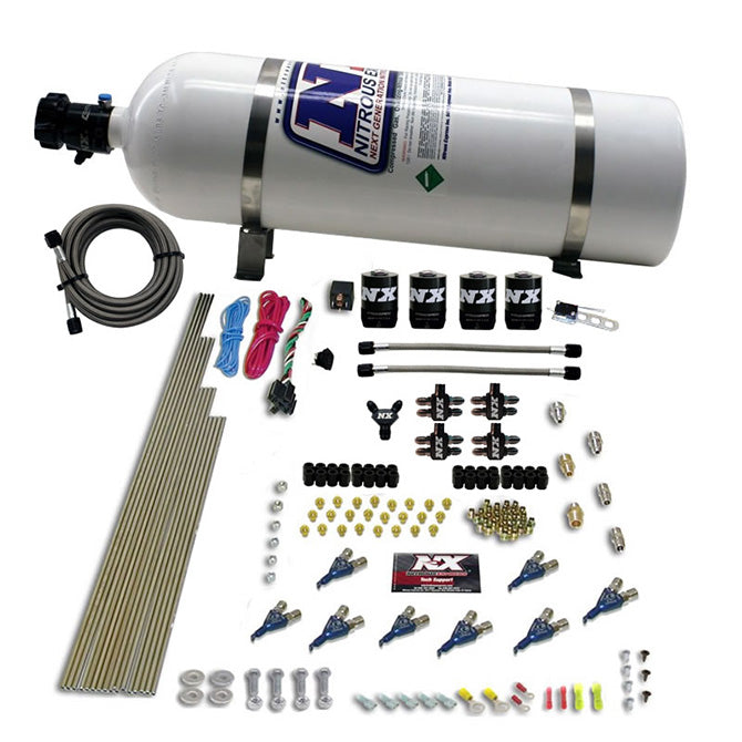 Nitrous Express 8 Cyl Piranha Direct Port 4 Solenoids Nitrous Kit (200-600HP)