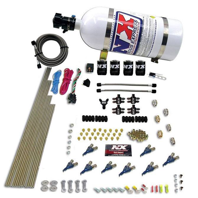 Nitrous Express 8 Cyl Piranha Direct Port 4 Solenoids Nitrous Kit (200-500HP EFI Jets)
