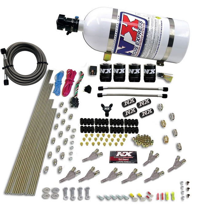 Nitrous Express STD Nozzle Nitrous Kit (200-500HP) Gas w/Dist Block & 4 Solenoids w/o Bottle