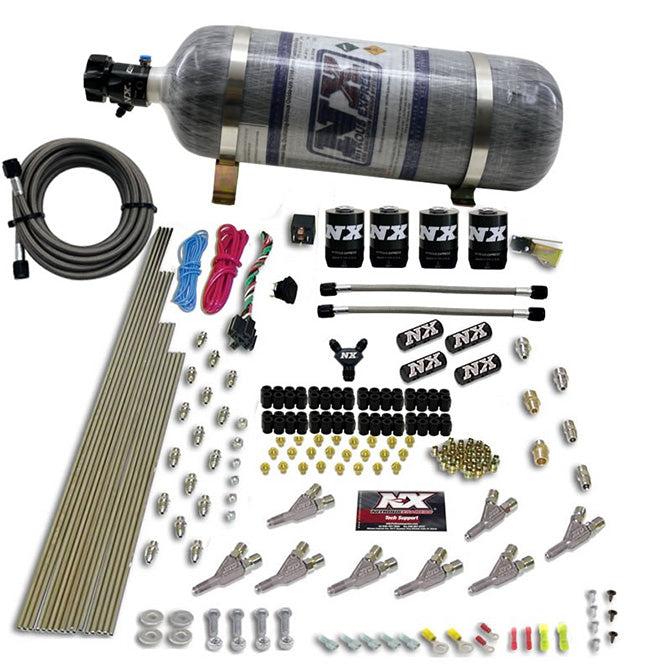 Nitrous Express STD Nozzle Nitrous Kit (200-500HP) Gas w/Dist Block & 4 Solenoids w/o Bottle