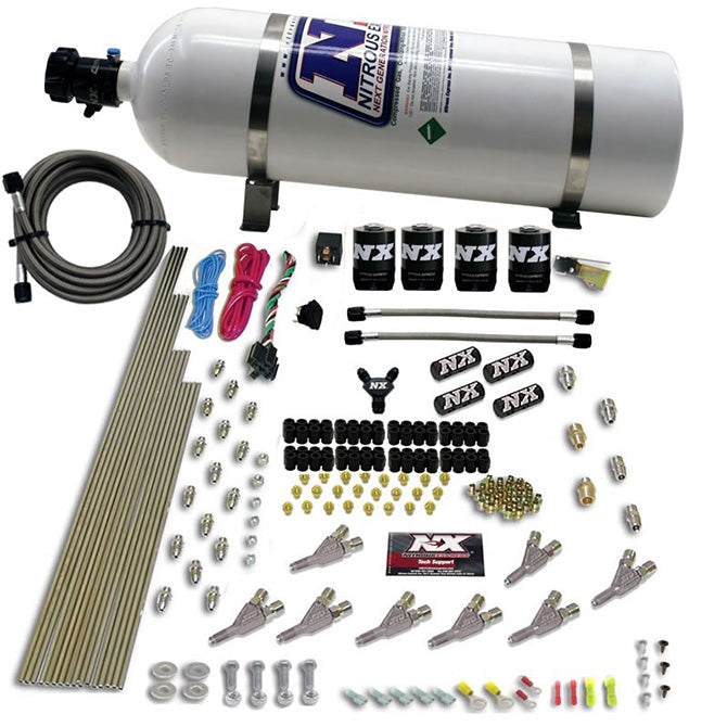 Nitrous Express STD Nozzle Nitrous Kit (200-500HP) Gas w/Dist Block & 4 Solenoids w/o Bottle
