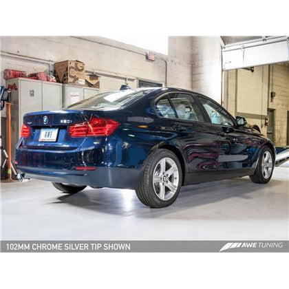 AWE Tuning BMW F30 320i Touring Exhaust &amp; Performance Mid Pipe - Chrome Silver Tip (102mm)