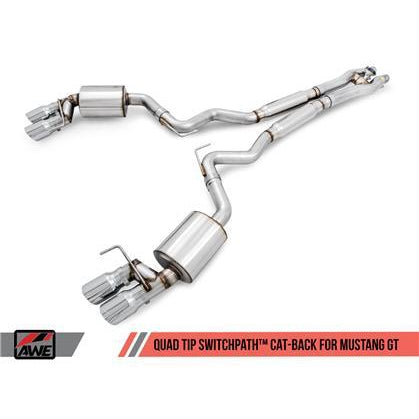 AWE Tuning S550 Mustang GT Cat-back Exhaust - SwitchPath - GT350 Valance (Chrome Silver Tips)