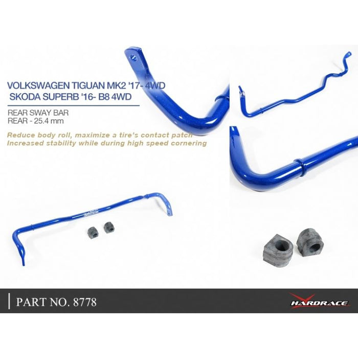 Hardrace Rear Sway Bar 25.4Mm Skoda, Volkswagen, Golf R, Kodiaq, Octavia, Superb, Tiguan, 17-Present, 16-Present, B8 3V 16-Pre