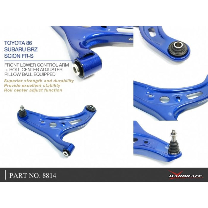 Hardrace Front Lower Control Arm + Roll Center Adjuster Subaru, Toyota, 86, Brz, Fr-S, Zc 6, Zn6, Ft86/Fr-S Zn6/Zc6