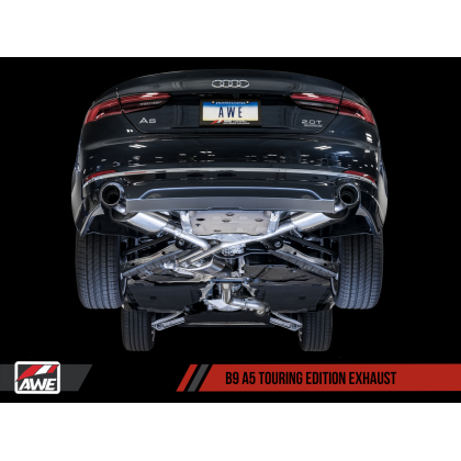 AWE Tuning Audi B9 A5 Touring Edition Exhaust Dual Outlet - Chrome Silver Tips (Includes DP)