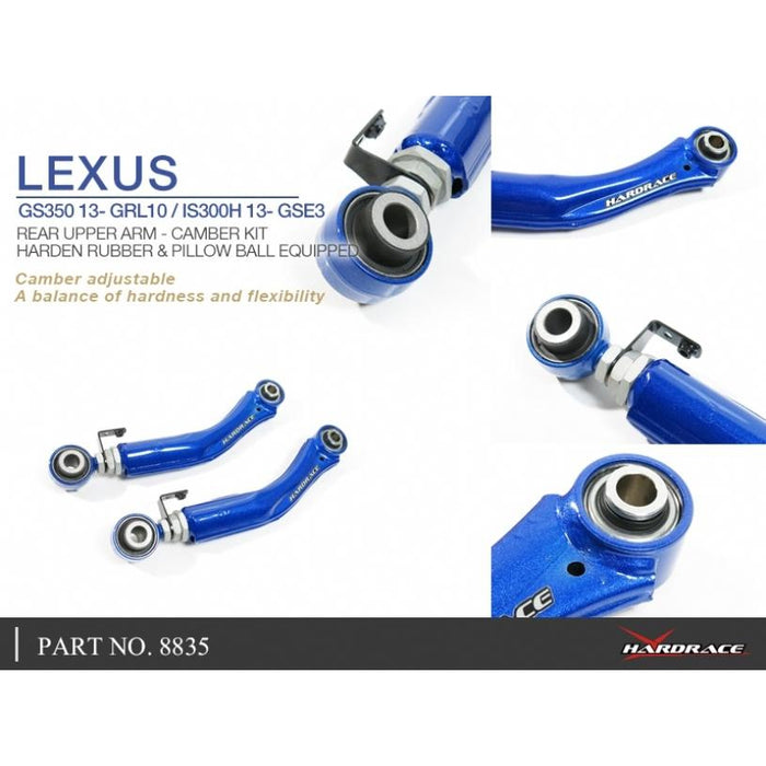 Hardrace Rear Upper Arm Camber Kit (Hardened Rubber+Pillow Ball) Lexus, Gs, Is, Rc, Grl10 12-, 15-Present, Xe30 14-Present