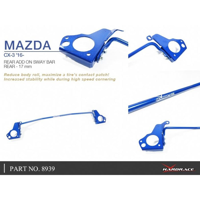 Hardrace Rear Add On Sway Bar 17Mm Mazda, Cx3, Dk 15-