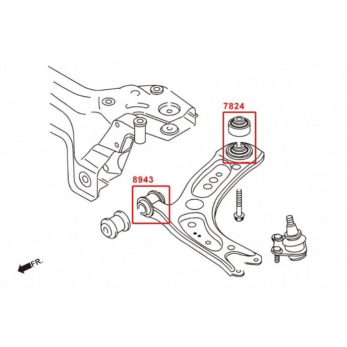 Hardrace Front Lower Arm-Front Bushing Audi, Skoda, Volkswagen, A3, Beetle, Cc, Eos, Golf, Jetta, Karoq, Kodiaq, Octavia, Passat, S3, Scirocco