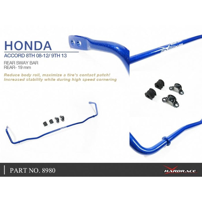 Hardrace Rear Sway Bar 19Mm 5Pcs/Set Honda, Accord 13-Present, Cp1/2/3 Cs1/2, Cu1/2