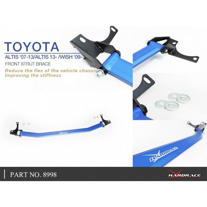 Hardrace Front Strut Bar Toyota, Corolla/Altis/Auris, Wish, E140/E150 06-13, E170 13-18, Zge20 09-