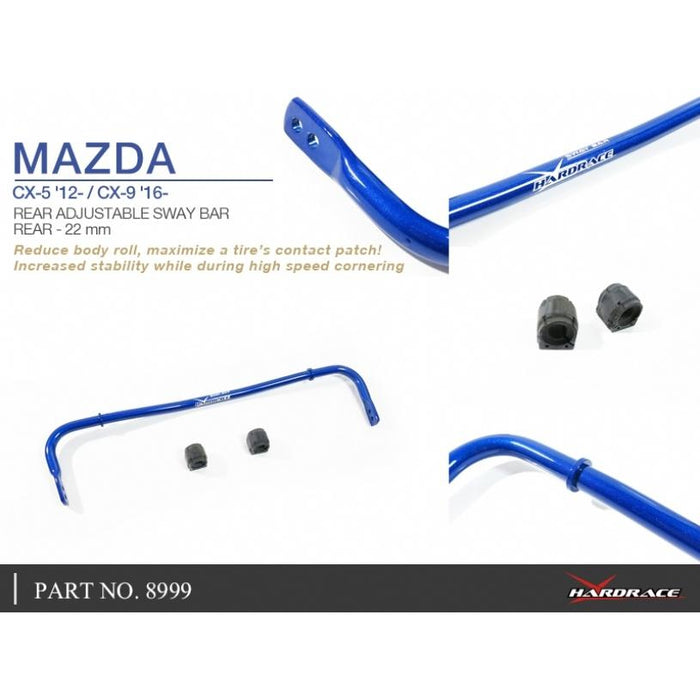 Hard Race Rear Adjustable Sway Bar 22Mm Mazda, Cx5, Cx9, 16-Present, Ke 12-17, Kf 17-Present